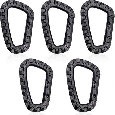 Lot de 5 mousquetons en plastique, forme en D multifonctionnelle, durable, pour sac à dos, camping, randonnée, pêche et activités de gym (1/4)