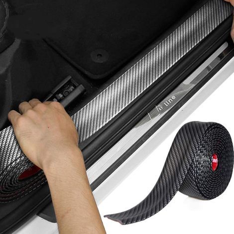 Carbon Fiber Car Door Sill Sticker, Scratch Resistant, Shockproof Rubber Strip, with Abrasion Resistance, Scratch Resistant and Strong Adhesive (2.5M x 7CM) (1/5)