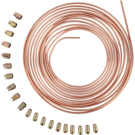 10 m de tuyau de cuivre 3/16" 4,75 mm Kit de ligne de frein de rechange Tuyaux flexibles Tuyau de frein en cuivre prêt à monter Kit de freinage général avec 20 écrous (1/5)