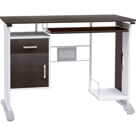 Bureau d'Ordinateur, Tablette Coulissante 100x52x75 cm Noyer Foncé (1/5)