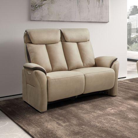 Canapé de relaxation électrique 2 places en newnobuck beige - GLITZ