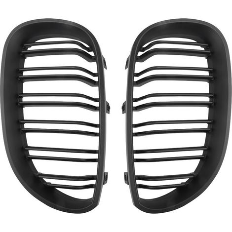 Parrilla deportiva con doble rejilla en el parachoques delantero y el capó (negro mate) para BMW Serie 5 E60 y E61 (2003-2009).