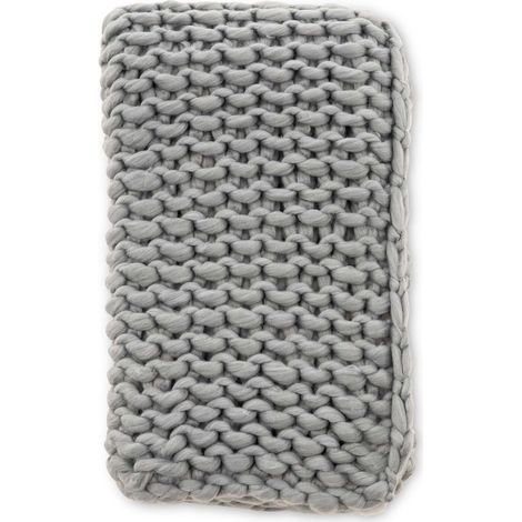 Jeté de canapé grosse maille en polyester Kate 170 x 130 cm Gris (1/6)