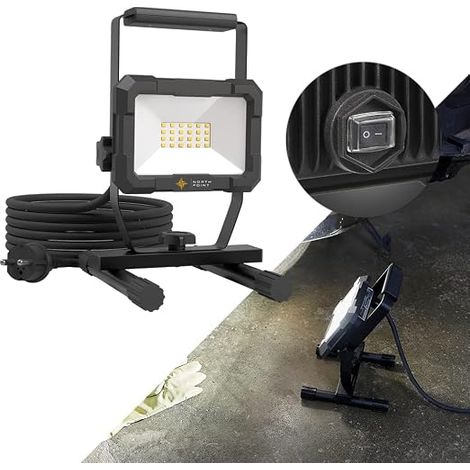 LED Construction Light 20 W 1600 Lumen Stable Frame On/Off Switch and 3 m Cable (1/5)