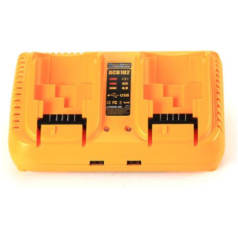 DCB102 Dewalt Chargeur de batterie de rechange, chargeur de batterie Dewalt 12 V-20 V/60 V, chargeur rapide, compatible avec DCB203 DCB204 DCB609 DCB124 DCB126 avec port USB (1/5)