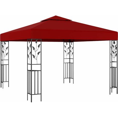Tonnelle de Jardin Tente de réception - Rapide à Installer 3x3 m Rouge bordeaux BV181267 - BonneVie (1/4)