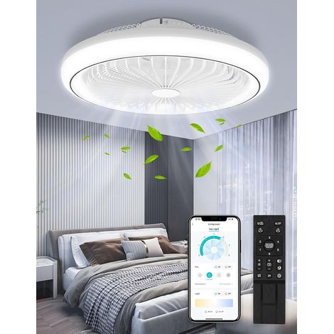1 Ventilateur De Plafond, 47cm Diamètre, 7 Pales, Lumière Dimmable, Moteur, Pour Salon Chambre (1/5)