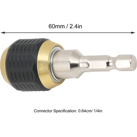 Connecteur à changement rapide à tige hexagonale escamotable pour perceuses électriques, prise à trois mâchoires vers tige de connexion autobloquante hexagonale interne de 1/4", 60 mm. (1/5)