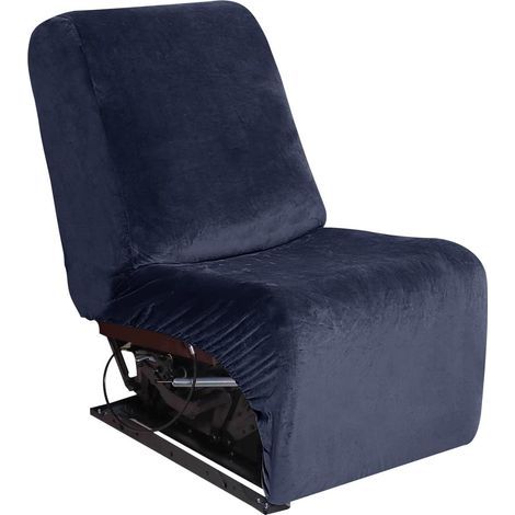 Housse de siège supplémentaire en Velours Extensible et Doux pour canapé d'angle inclinable en Forme de L (Bleu Marine) (1/5)