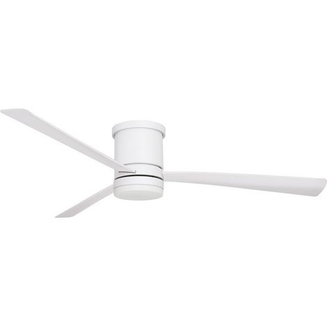Merano Glendale Ventilateur de plafond en acier blanc mat, verre contreplaqué blanc