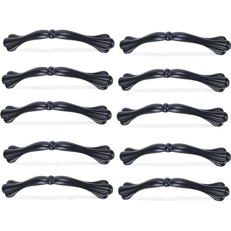 Tiradores para muebles, cajones y puertas de armarios, color negro, paquete de 10 unidades. (1/5)