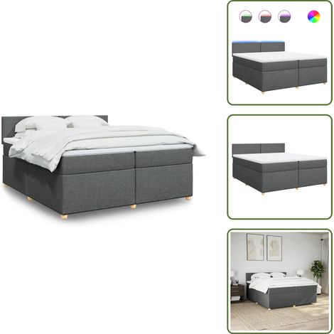Sommier à lattes de lit avec matelas Gris foncé 200x200cm Tissu - Sommier À Lattes De Lit - Sommiers À Lattes De Lit - Lit - Meuble De Chambre À Coucher (1/5)