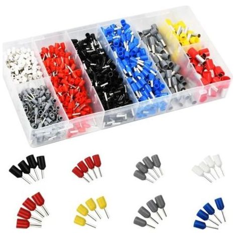 1200 Pièces Cosses Electriques a Sertir, Embout de Cablage, Cosse Câble Électrique, Cosse à Sertir Kit Cosses Electrique pour Voiture, Auto, Moto, Électriciens (1/4)