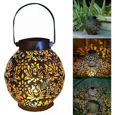 Lampe solaire de jardin écologique avec un élégant motif de rose découpée, illumine automatiquement votre espace extérieur au crépuscule. (1/5)