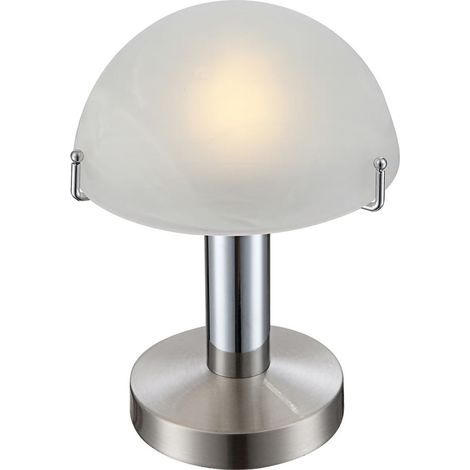 Globo Otti Lampe de chevet avec abat-jour en verre satiné chromé, 1 ampoule E14 3000 K (1/3)