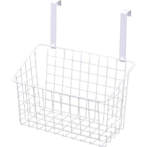 Panier de rangement blanc mural ou de porte, adapté aux pièces de stockage alimentaire et aux articles ménagers. (1/5)