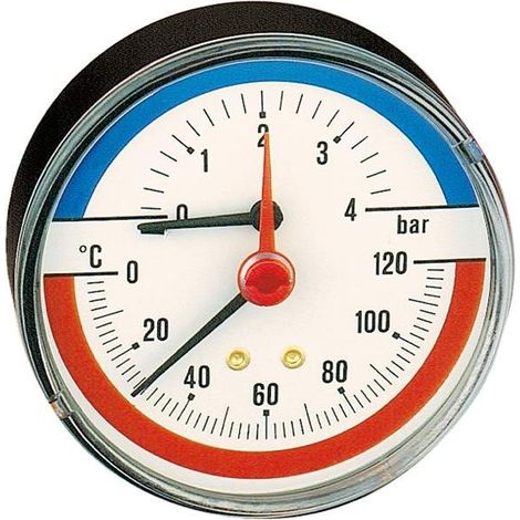 Caleffi Thermomanometer 1/2" Anschluss Mit Tauchhülse 0-4 bar