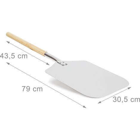 Pala para pizza rectangular para horno 3 x 30,5 x 79 cm fácil de transportar estilo moderno en metal plateado 130003250
