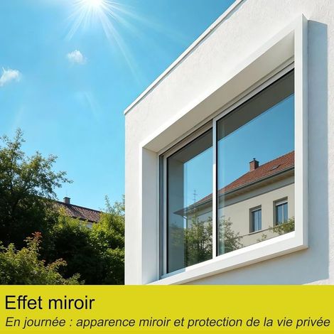 Film Fenêtre Anti Regard 50x200cm Film Miroir pour Fenetre Adhesif Effet Miroir sans Tain pour Vitre Brise Vue Fenetre Anti Chaleur Anti UV Protéger du Soleil, Argenté (1/2)