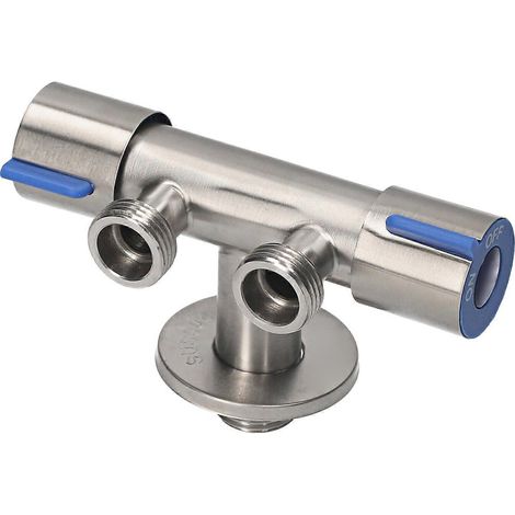 Bidet T-Adapter avec vanne d'arrêt, diviseur d'eau en acier inoxydable à double raccord pour toilettes et salle de bain (1/5)