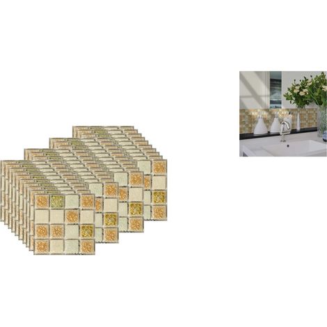 Lot de 40 autocollants décoratifs pour carrelage 10x10 cm faciles à poser pour cuisine et salle de bain (1/5)