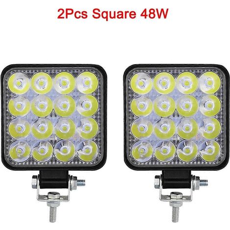 Projecteurs de travail LED 12 V/24 V, phares auxiliaires pour Jeep, camion, tracteur, 4x4, quad, bateau, voiture, Barra, phares LED carrés (2 pièces), 48 W (1/5)