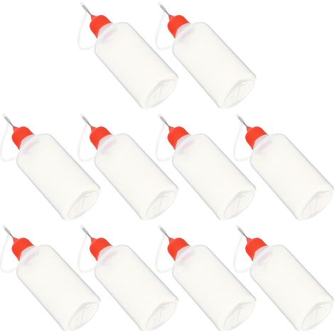 Lot de 10 Flacons Distributeurs de Colle Rouge 50ml Embout Aiguille pour Projets DIY en Plastique et Acier Inoxydable, Précision et Facilité D'utilisation (1/5)