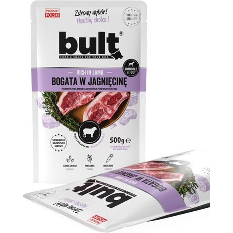 Alimento húmedo para perros BULT, sobre de cordero, 100 g. (1/2)