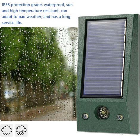 Solar-powered ultrasonic animal repeller with flashing LED light for Rats, Skunks, Squirrels, Deer, Ratcoons, and Boars (1/5)