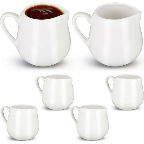 Set mit 6 weißen Keramik-Milch-/Soßenkännchen für Zuhause (1/5)