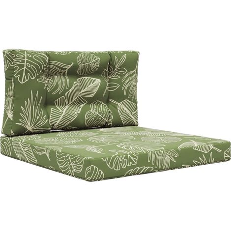 Coussin de canapé d'extérieur 2 pcs Modèle feuille Polyester