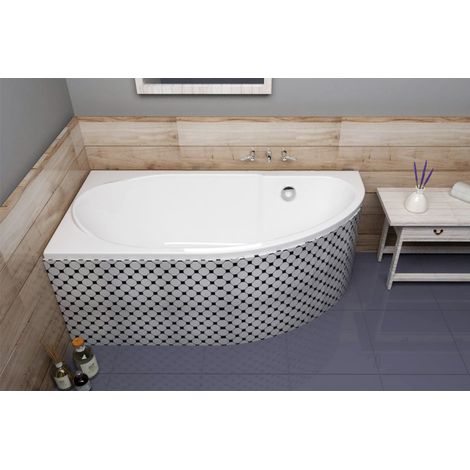 ECOLAM Baignoire d'angle acrylique Miki Polimat 145x85cm version gauche pieds siphon + silicone Belle forme Aspect moderne original produit (1/5)
