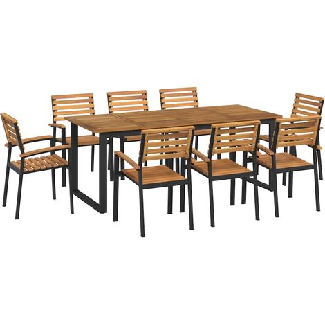 Maison Exclusive - 9-tlg. Garten-Essgruppe Massivholz Akazie und