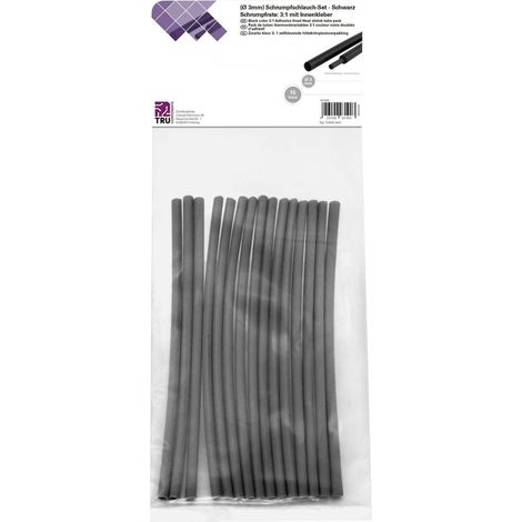 TRU COMPONENTS T1902CA031 T1902CA031-SET DI TUBI TERMORETRAIBILI, 3 MM, RAPPORTO DI RESTRINGIMENTO: 3:1, 15 PEZZI (1/3)