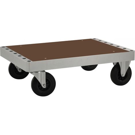 Kongamek Plattformwagen verzinkt 300mm hoch mit Ladefläche 840x600mm aus MDF mit Bremse