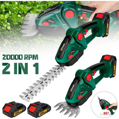 2 en 1 taille-haie électrique 20000 tr/min tondeuse à gazon domestique portable ciseaux de jardin outil électrique pour Makita 18V batterie broche, Avec 2 batteries (1/5)