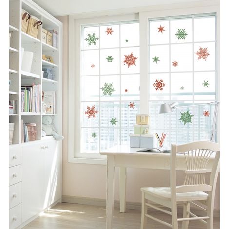 Sickers Flocons rouges - Autocollants stickers adhésifs noël - décoration fêtes (1/5)