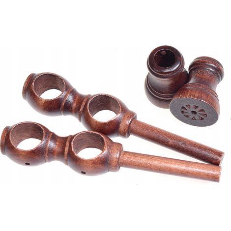 Soporte doble de madera para barra de cortina de 28 mm de diámetro, caoba, 2 unidades. (1/5)