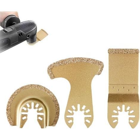 3 Pièces Outil D'Oscillation En Carbure, Lames de scie pour outils multifonctions, Lame De Scie Oscillante Carrelage Accessoires Polir le Ciment, Gravier, Meulage, Poncer, - (1/5)