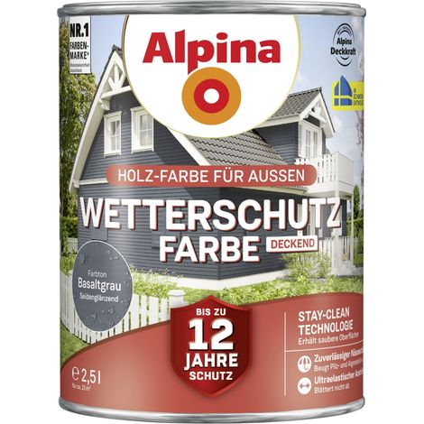 Alpina Wetterschutzfarbe 2,5 L basaltgrau Holzschutzfarbe