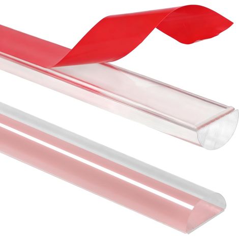 Barre de seuil de douche - 2 x 1 m de long - En acrylique semi-circulaire - Autocollant - 10 x 5 mm - Transparent - Joint d'étanchéité de rechange pour cabine de douche (1/5)