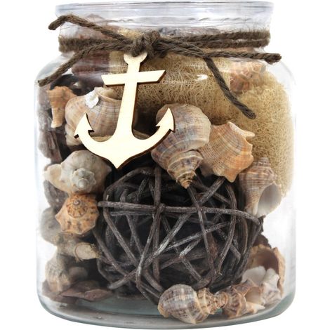 Vaso decorativo Flora in vetro con conchiglie marine (1/3)