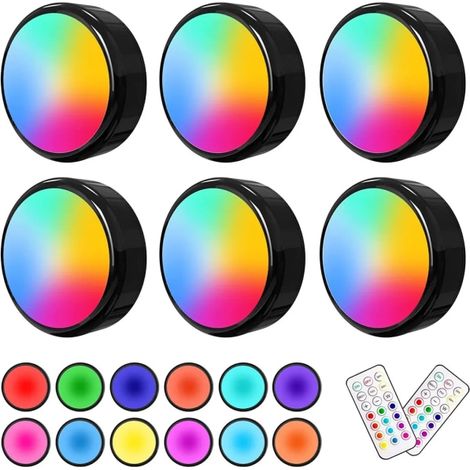 Projecteur LED 13 couleurs, variateur et télécommande, lot de 6 (1/5)