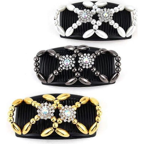 Peigne à cheveux magique Kitchen Dreams (lot de 3) - Peigne extensible magique à double pince - Pince à cheveux réversible - Accessoires pour cheveux femmes et filles