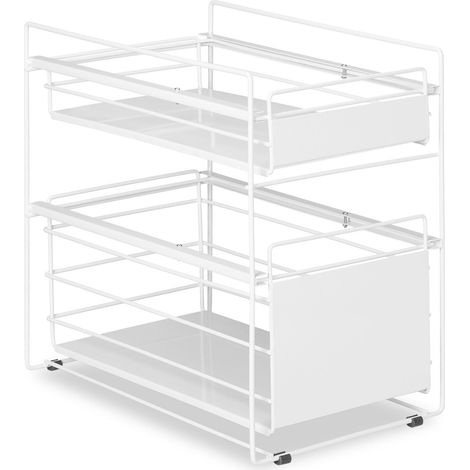 Organizador de armario con 2 cestas extraíbles 40 x 30 x 60 cm práctico y multifuncional de acero blanco 130010354 (1/5)