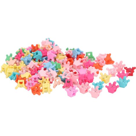 100 mini pinces à cheveux en forme de couronne, colorées et résistantes, pour bébé. Accessoires adorables pour les cheveux de bébé. (1/5)