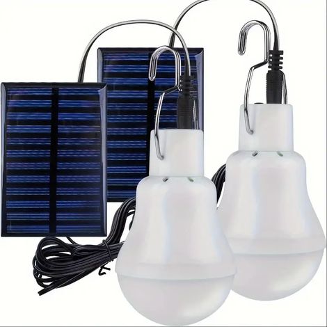 Lampe LED solaire 1 pièce, lampe suspendue d'extérieur rechargeable et écoénergétique avec support détachable, commande par bouton-poussoir, montage semi-encastré-AquaForge