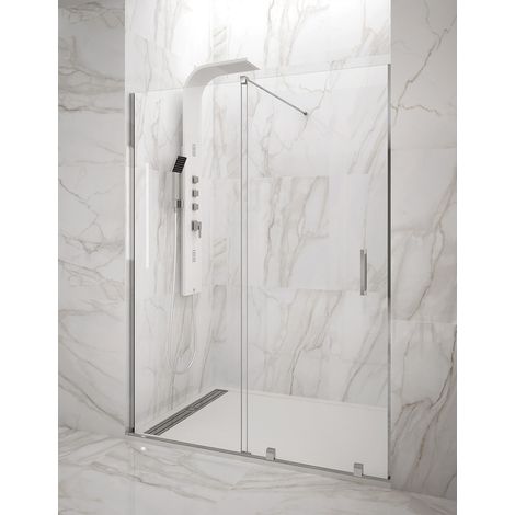 Cabine Paroi de douche avant ALLSTONE HIDRA 1+1, sans profil inférieur ni supérieur 120-125 cm barre de stabilisation Perpendiculaire (1/4)