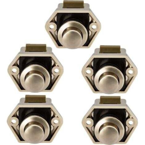 Lot de 5 Bouton Poussoir Loquet pour Camping-Car - Fermeture Porte Placard RV Caravane