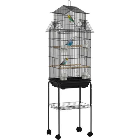 Metal Bird Cage with Swing, Perch, Food Container, Tray, Handle for Finches, Canaries, Budgies - 43 x 32.5 x 163 cm (1/5)